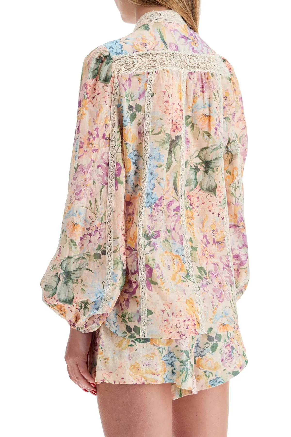 Zimmermann  |Flower Patterns Long Sleeves Cotton Shirts & Blouses