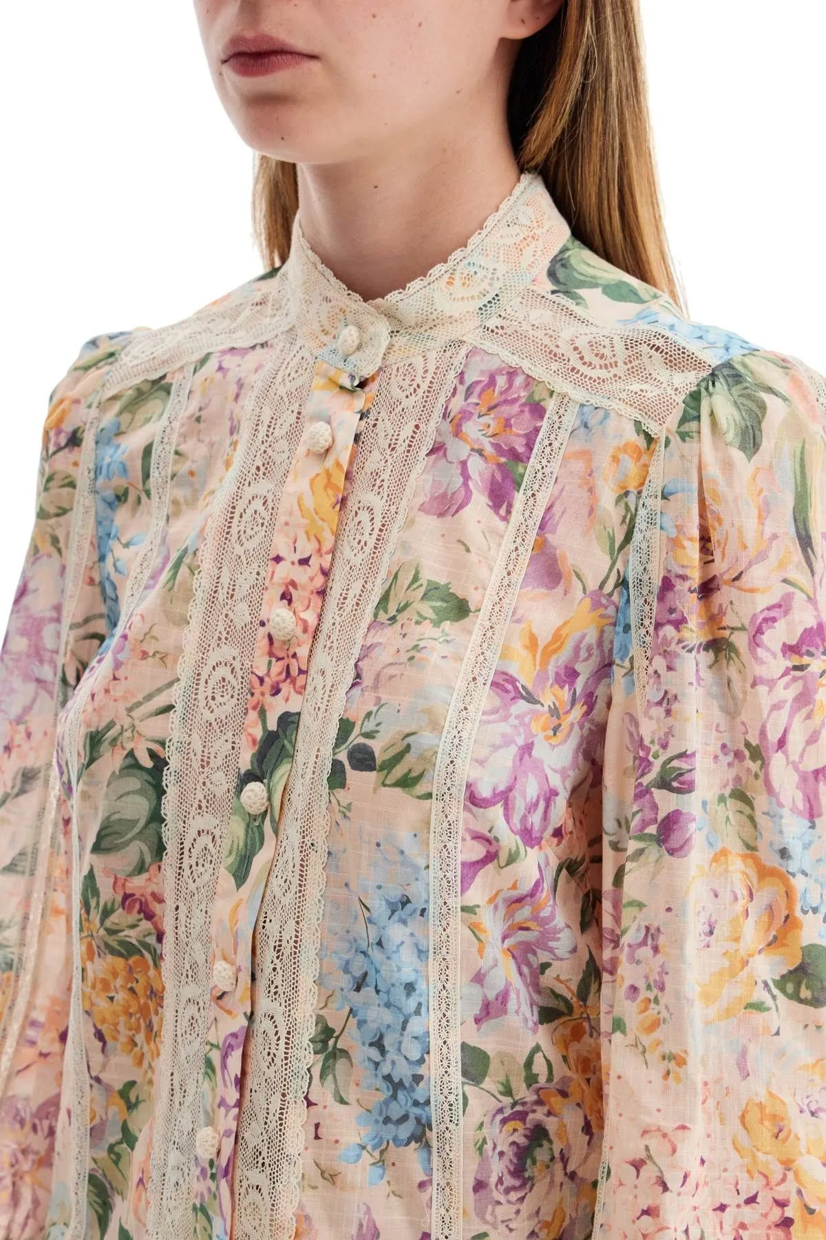 Zimmermann  |Flower Patterns Long Sleeves Cotton Shirts & Blouses