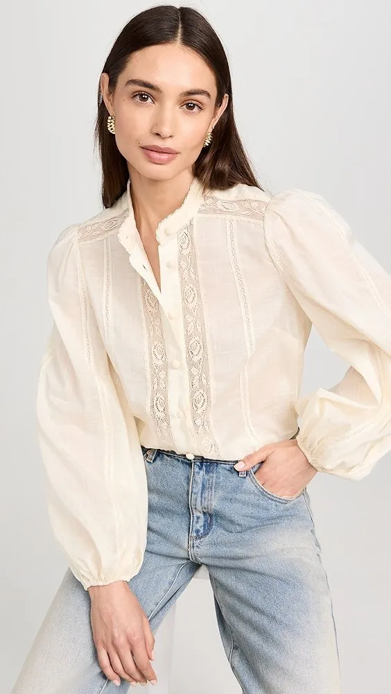 Zimmermann  |Long Sleeves Lace Elegant Style Shirts & Blouses