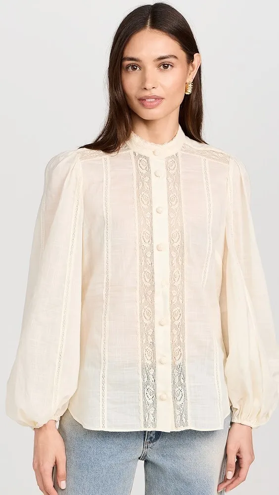 Zimmermann  |Long Sleeves Lace Elegant Style Shirts & Blouses