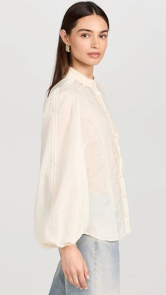 Zimmermann  |Long Sleeves Lace Elegant Style Shirts & Blouses